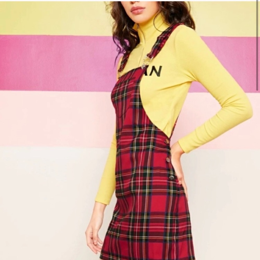 SHEIN Plaid Overall Dress